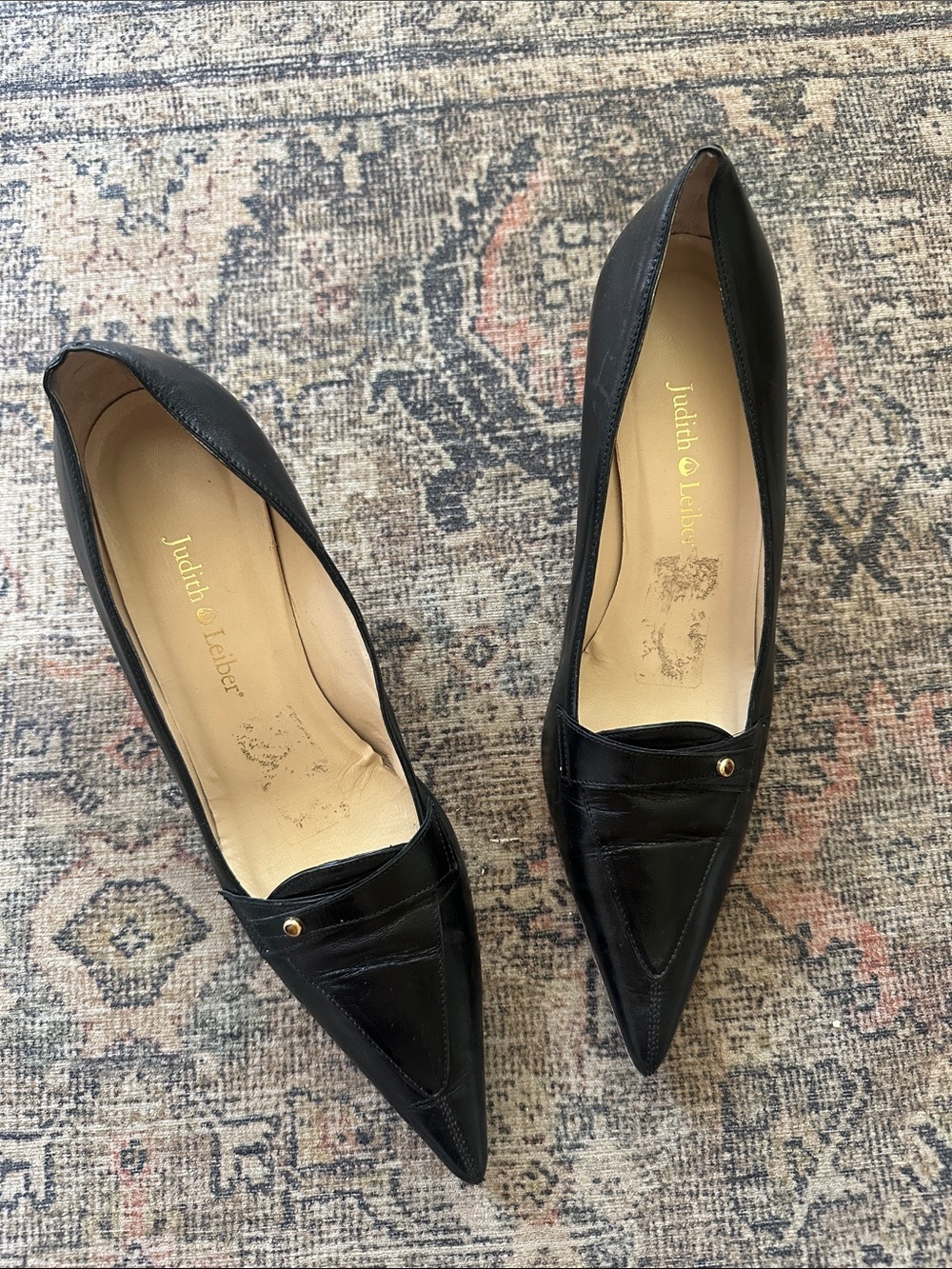 Judith Leiber leather heels. Black size 9 1/2